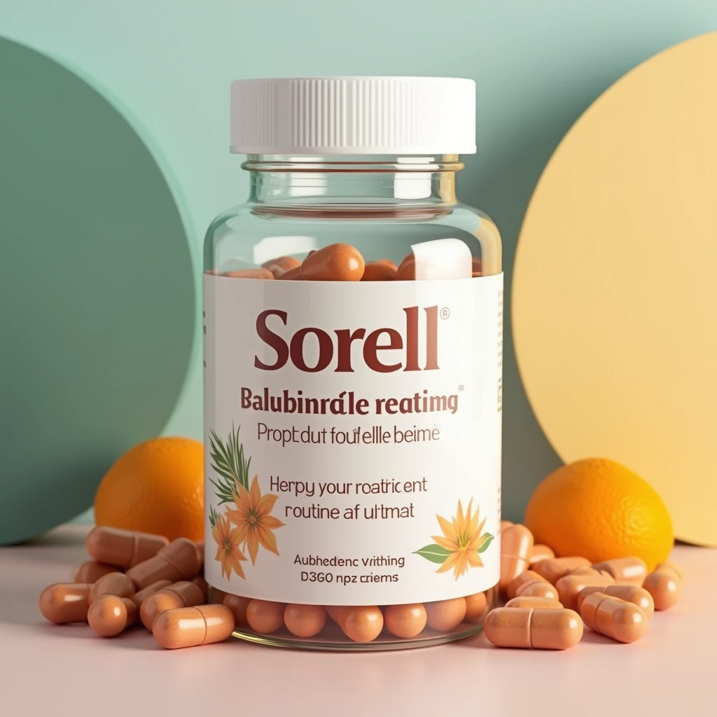Sorell supplement bottle with vibrant label